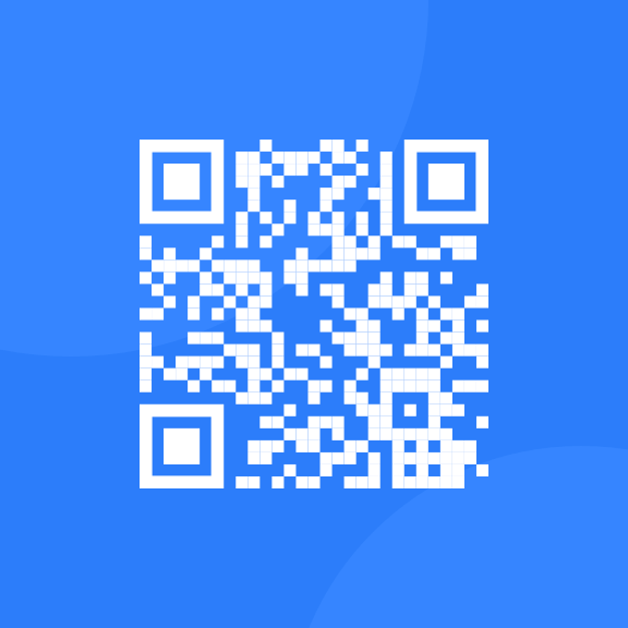 A blue and white QR code